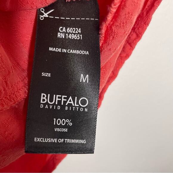 Buffalo David Bitton Coral Tie-Front Relaxed Tee Viscose Size M - Picture 10 of 11